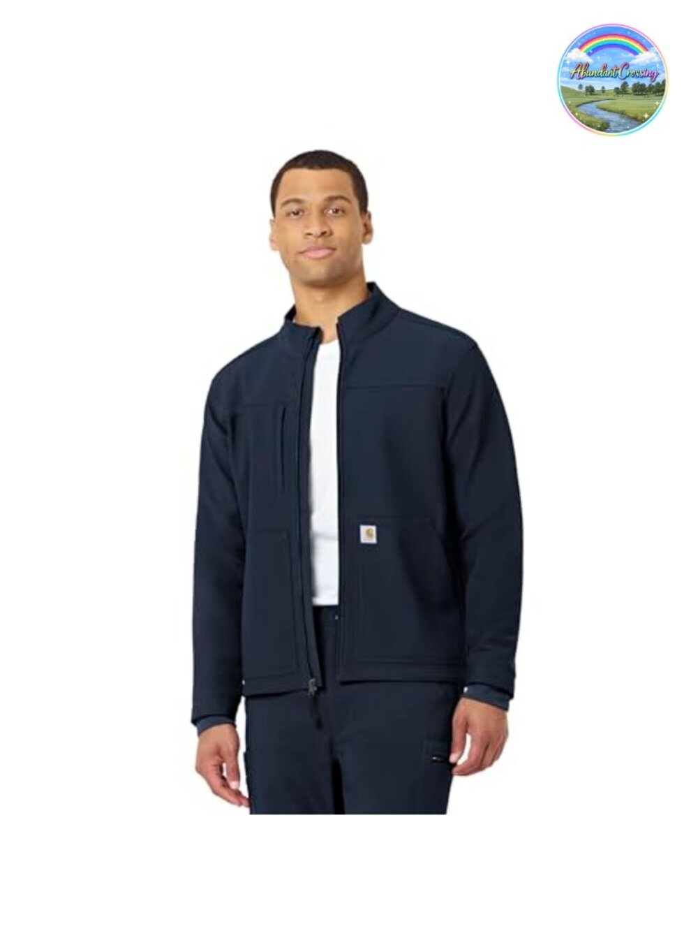Men's Modern Fit Bonded Fleece Scrub Jacket with Stretch